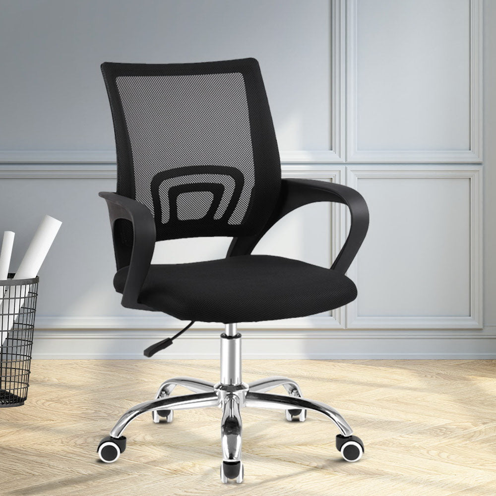 Artiss Mesh Office Chair Mid Back Black