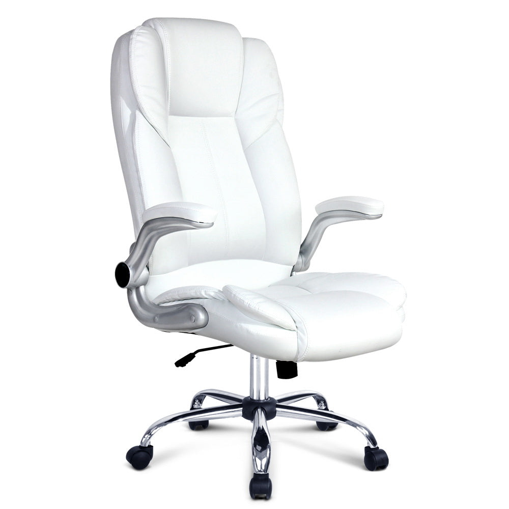 Artiss Executive Office Chair Leather Tilt White