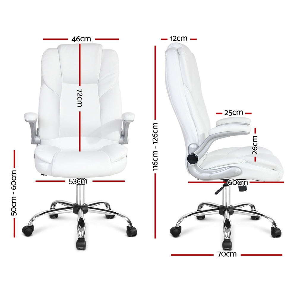 Artiss Executive Office Chair Leather Tilt White