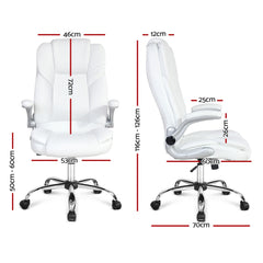 Artiss Executive Office Chair Leather Tilt White