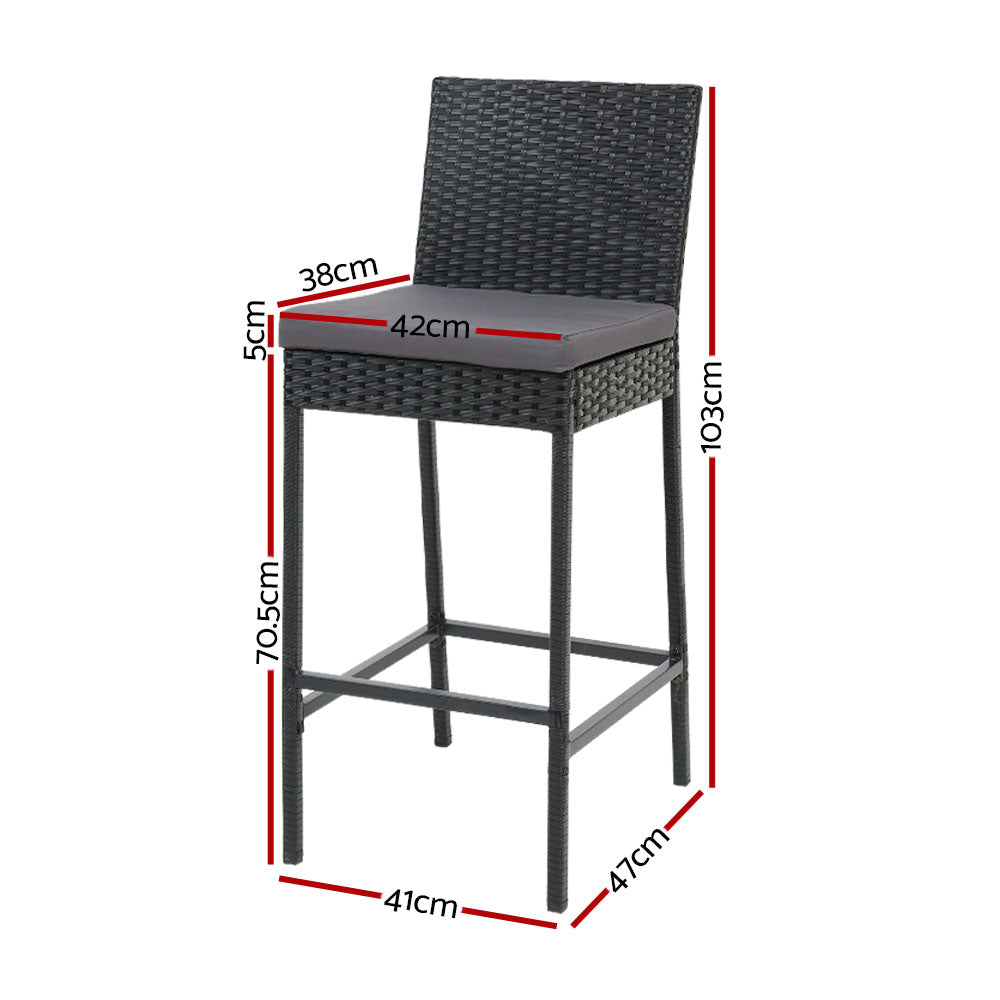 Gardeon 4-Piece Outdoor Bar Stools Dining Chair Bar Stools Rattan Furniture