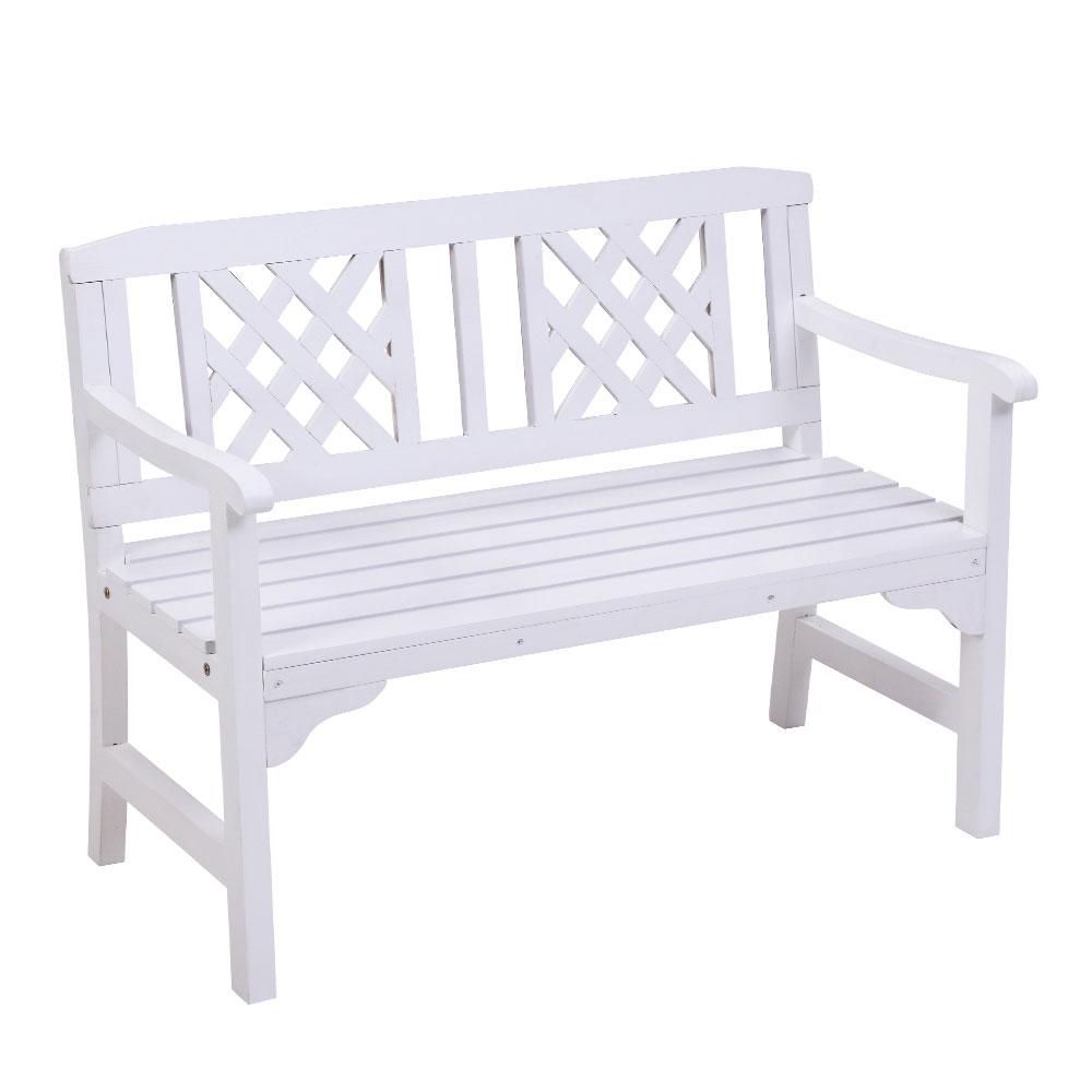 Gardeon Outdoor Garden Bench Wooden Chair 2 Seat Patio Furniture Lounge White