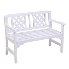 Gardeon Outdoor Garden Bench Wooden Chair 2 Seat Patio Furniture Lounge White