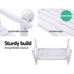 Gardeon Outdoor Garden Bench Wooden Chair 2 Seat Patio Furniture Lounge White