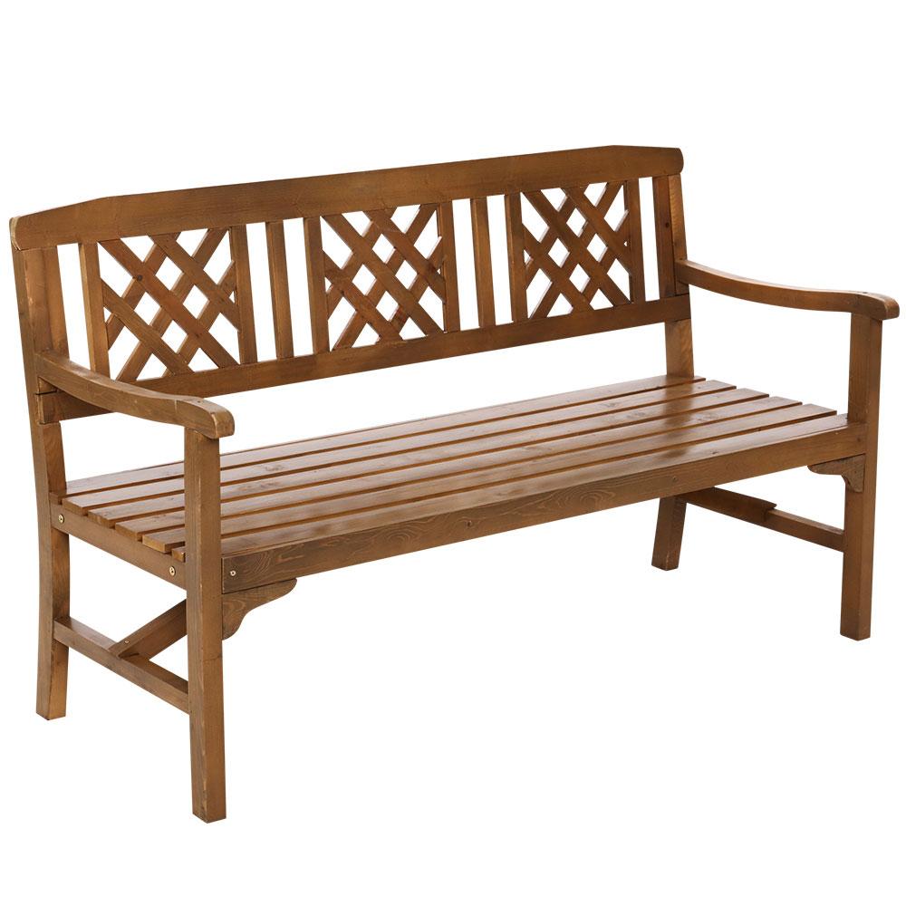 Gardeon Outdoor Garden Bench Wooden Chair 3 Seat Patio Furniture Lounge Natural