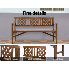 Gardeon Outdoor Garden Bench Wooden Chair 3 Seat Patio Furniture Lounge Natural