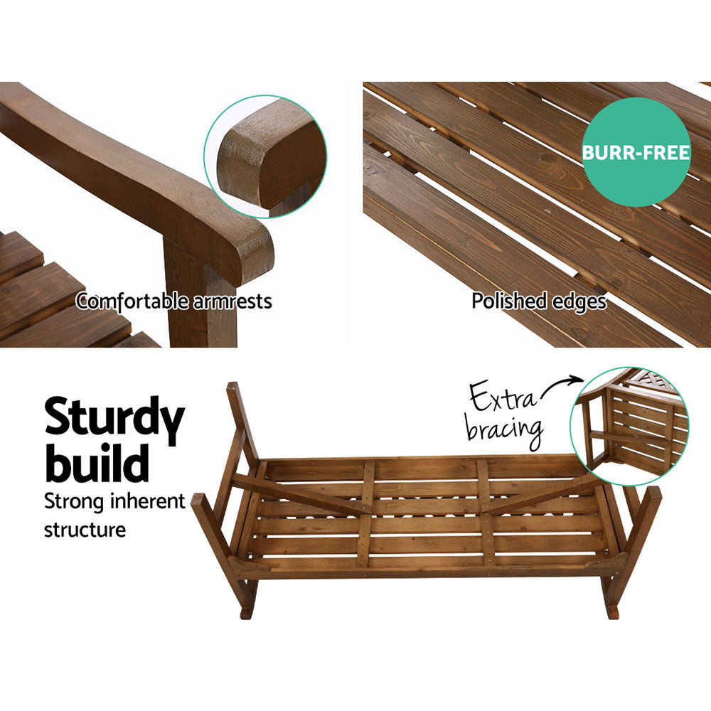 Gardeon Outdoor Garden Bench Wooden Chair 3 Seat Patio Furniture Lounge Natural