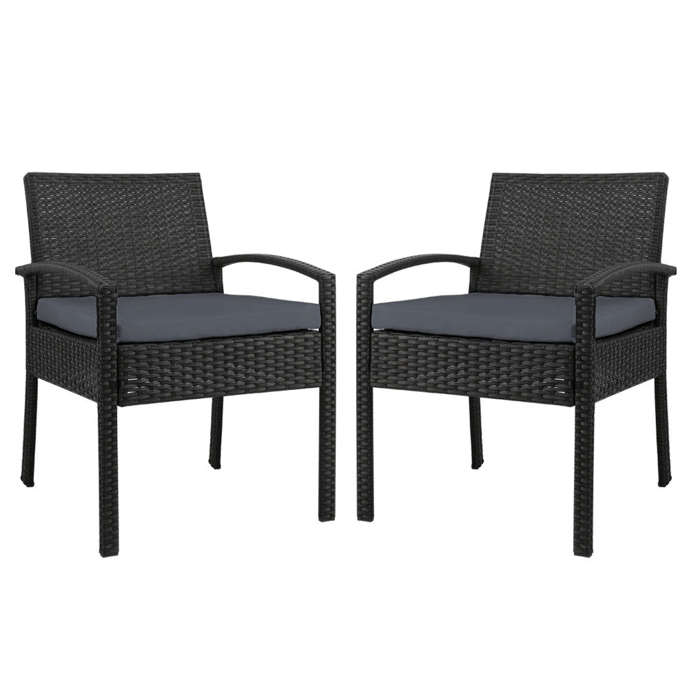 Gardeon 2PC Outdoor Dining Chairs Patio Furniture Rattan Lounge Chair Cushion Felix