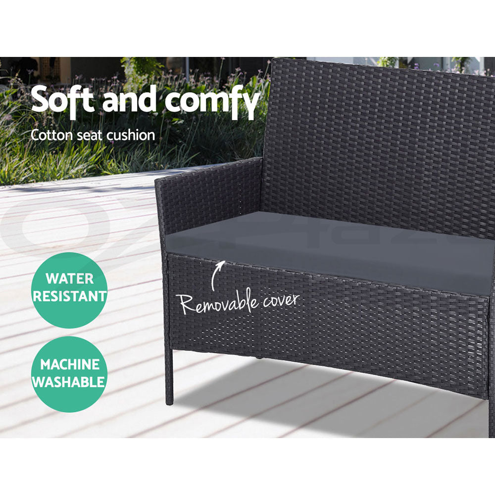 Gardeon 4 Piece Outdoor Lounge Setting Patio Furniture Sofa Set Grey