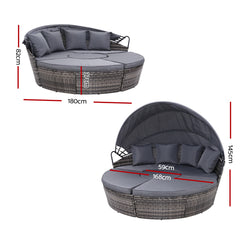 Gardeon Sun Lounge Setting Wicker Lounger Day Bed Patio Outdoor Furniture Grey