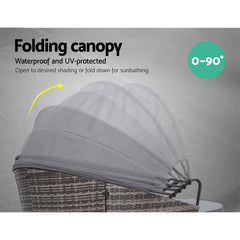 Gardeon Sun Lounge Setting Wicker Lounger Day Bed Patio Outdoor Furniture Grey