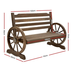 Gardeon Outdoor Garden Bench Wooden 2 Seat Wagon Chair Patio Furniture Teak