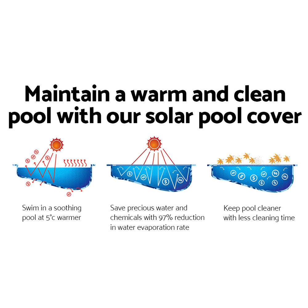 Aquabuddy Pool Cover 500 Micron 6.5x3m Swimming Pool Solar Blanket Blue Silver