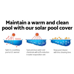 Aquabuddy Pool Cover 500 Micron 9.5x5m Swimming Pool Solar Blanket Blue