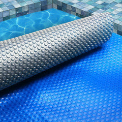 Aquabuddy Pool Cover 9.5x5m 400 Micron Swimming Pool Solar Blanket Blue Silver