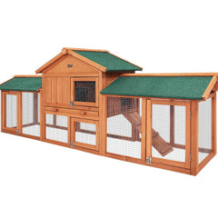 i.Pet Chicken Coop Rabbit Hutch 220cm x 44cm x 84cm Large Run Wooden Outdoor Bunny Cage House