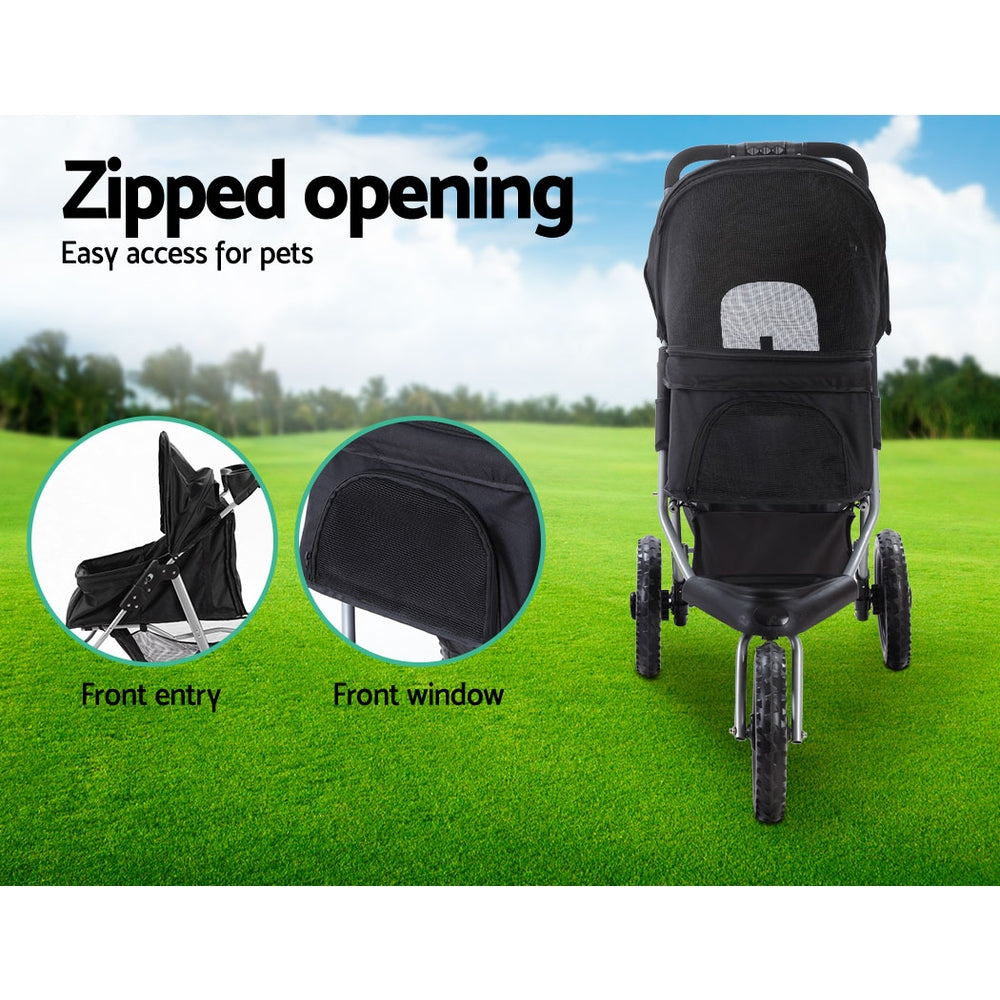 i.Pet Pet Stroller Dog Pram Large Cat Carrier Travel 3 Wheels Foldable Pushchair