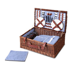 Alfresco 4 Person Picnic Basket Set Insulated Blanket Storage Bag