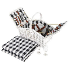 Alfresco 2 Person Picnic Basket Set Insulated Blanket Bag
