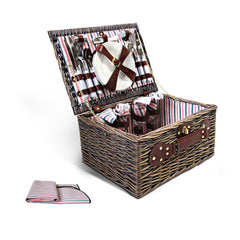 Alfresco 4 Person Picnic Basket Set Insulated Blanket Bag