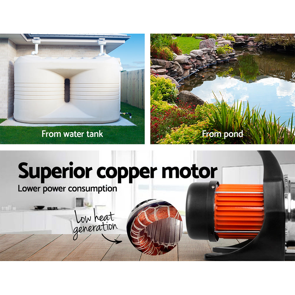 Giantz Garden Water Pump High Pressure 800W Tank Rain Farm Irrigation House Black