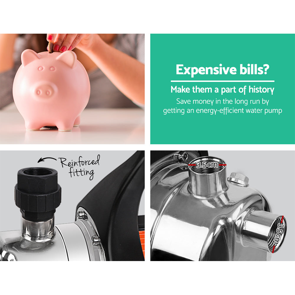 Giantz Garden Water Pump High Pressure 800W Tank Rain Farm Irrigation House Black