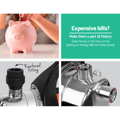 Giantz Garden Water Pump High Pressure 800W Tank Rain Farm Irrigation House Black