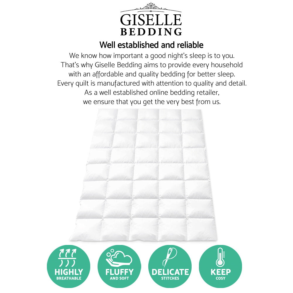 Giselle Bedding 500GSM Duck Down Feather Quilt Queen
