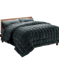 Giselle Bedding Faux Mink Quilt Charcoal Double