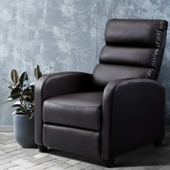 Artiss Recliner Armchair Brown Faux Leather Bolivia