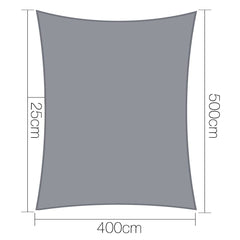 Instahut Shade Sail 4x5m Rectangle 280GSM 98% Grey Shade Cloth