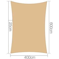 Instahut Shade Sail 4x6m Rectangle 280GSM 98% Sand Shade Cloth