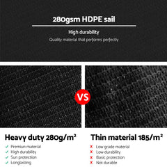 Instahut Shade Sail 6x8m Rectangle 280GSM 98% Black Shade Cloth