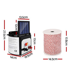 Giantz Fence Energiser 8KM Solar Powered Electric 500M Poly Wire Insulator