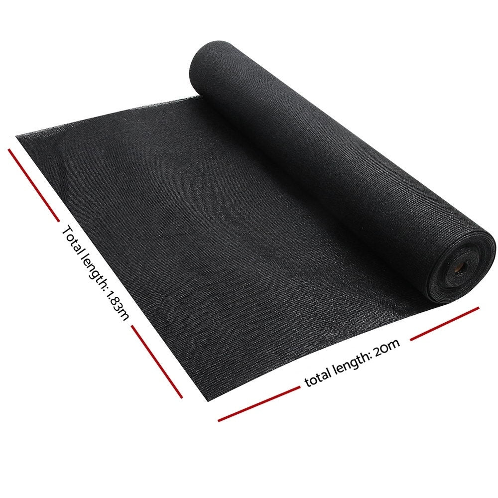 Instahut 50% Shade Cloth 1.83x20m Shadecloth Sail Heavy Duty Black