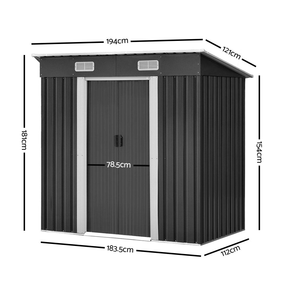 Giantz Garden Shed 1.94x1.21M Sheds Outdoor Storage Workshop House Tool Shelter Sliding Door