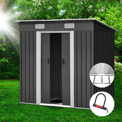 Giantz Garden Shed 1.94x1.21M w/Metal Base Sheds Outdoor Storage Tool Steel House Sliding Door