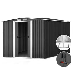 Giantz Garden Shed 2.58x3.14M w/Metal Base Sheds Outdoor Storage Workshop Shelter Sliding Door