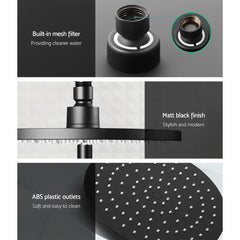 Cefito 9'' Rain Shower Head Set Handheld Round High Pressure Mixer Tap Black