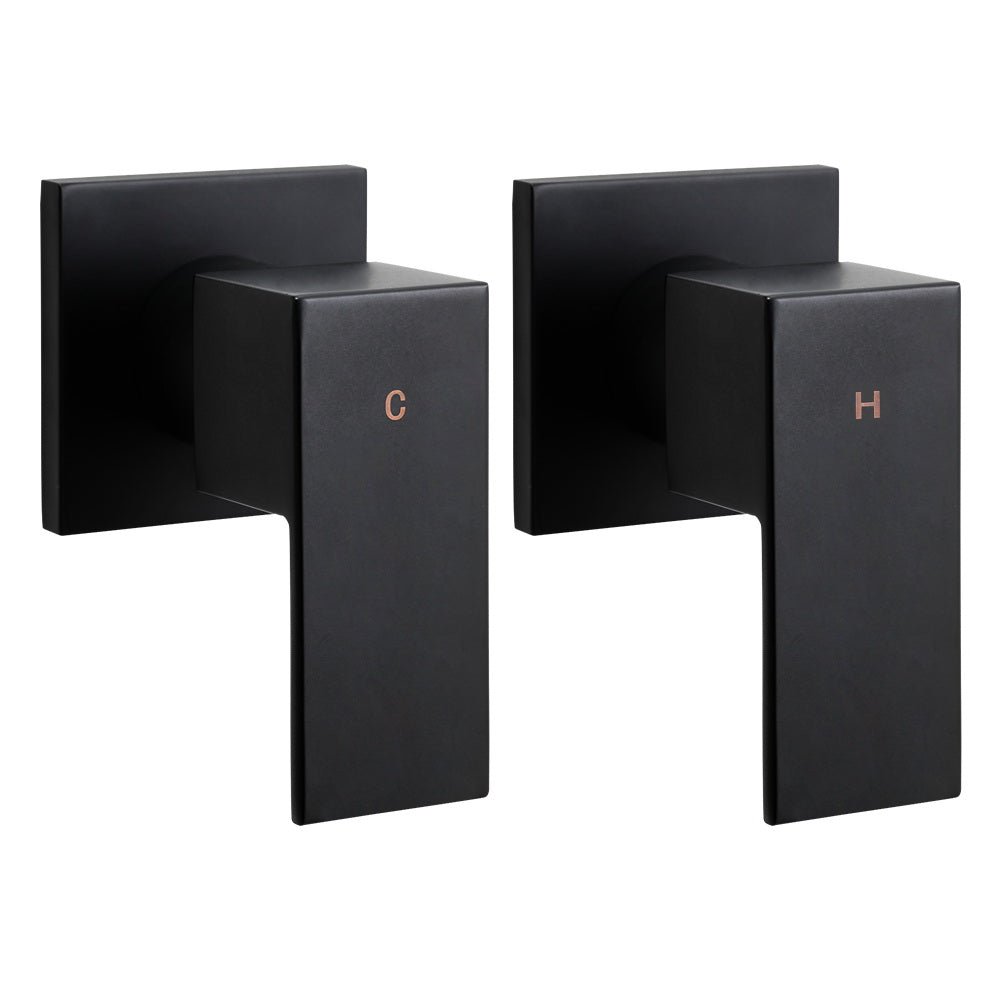 Cefito Shower Twins Tap Wall Bath Taps Brass Hot Cold Basin Bathroom Black