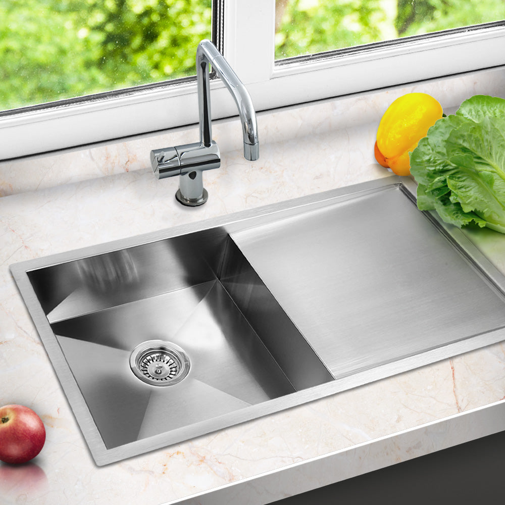 Cefito Kitchen Sink 87X45CM Stainless Steel Basin Single Bowl Laundry Silver