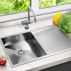 Cefito Kitchen Sink 96X45CM Stainless Steel Basin Single Bowl Laundry Silver