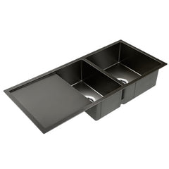Cefito Kitchen Sink 100X45CM Stainless Steel Basin Double Bowl Laundry Black
