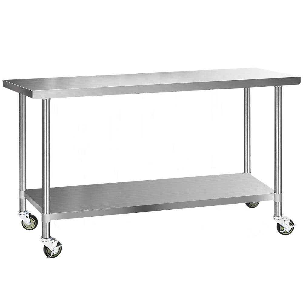 Cefito 1829x610mm Stainless Steel Kitchen Bench with Wheels 304