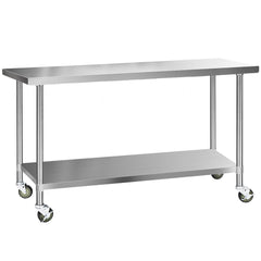 Cefito 1829x610mm Stainless Steel Kitchen Bench with Wheels 304