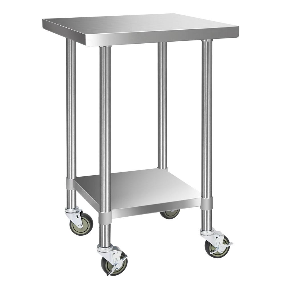 Cefito 610x610mm Stainless Steel Kitchen Bench with Wheels 430