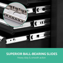 Giantz 14 Drawer Tool Box Cabinet Chest Mechanic Garage Storage Trolley Black