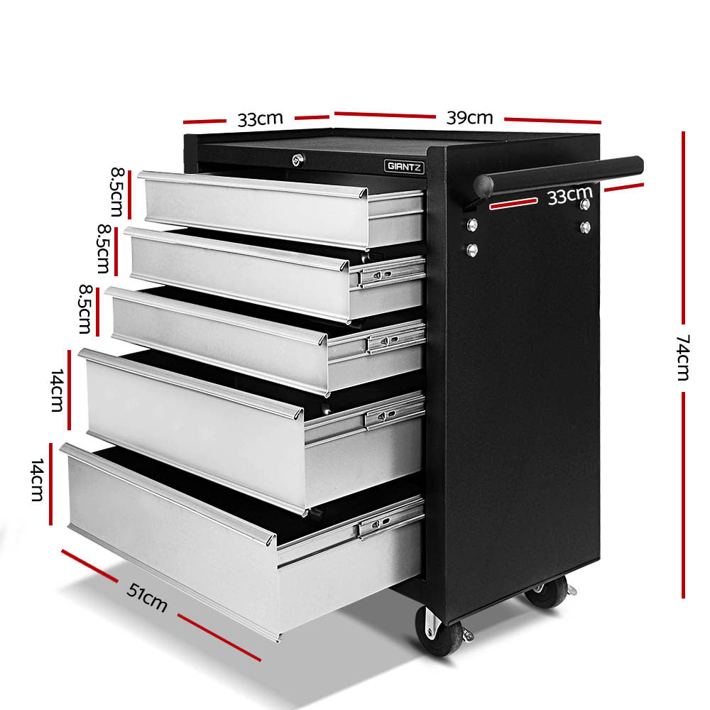 Giantz 14 Drawer Tool Box Cabinet Chest Mechanic Garage Storage Trolley Grey