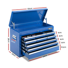 Giantz 14 Drawer Tool Box Cabinet Chest Mechanic Garage Storage Trolley Blue