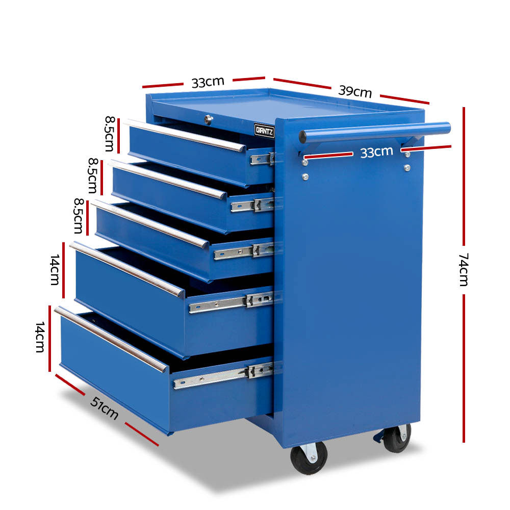 Giantz 14 Drawer Tool Box Cabinet Chest Mechanic Garage Storage Trolley Blue